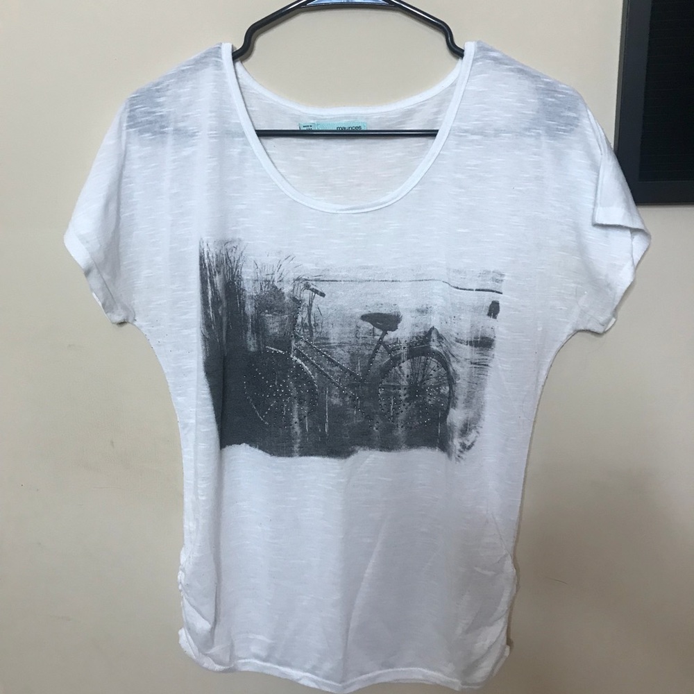 Bicycle Graphic T-Shirt with rhinestone detail